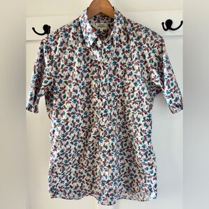 Men's Hartford Alternative Classics Floral Print Button Up Collar Dress Shirt L